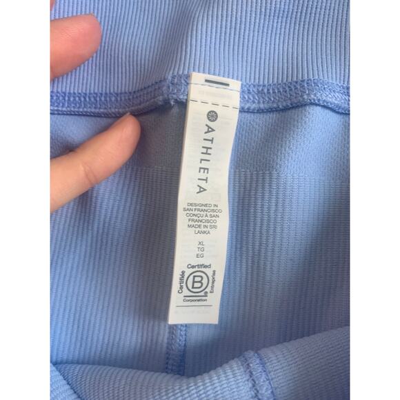 Athleta Women's Seamless Ribbed Shorts Stretch High Waist Sky Blue Size XL - Picture 3 of 5